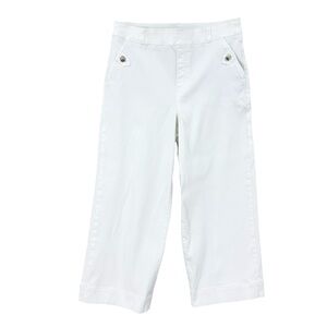 SPANX Twill Cropped Wide Leg Pant Coastal Casual Stretch White